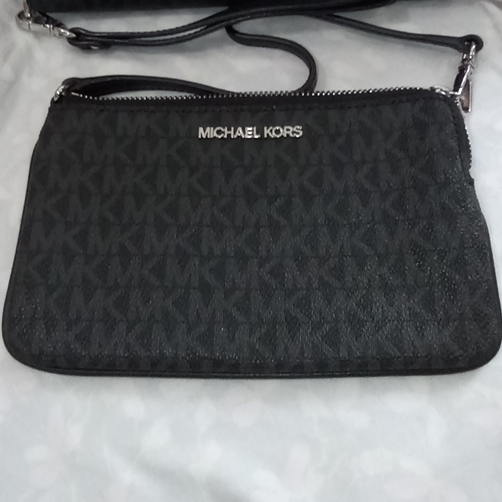 Michael Kors black and Grey wristlet